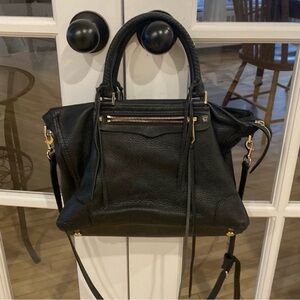 Rebecca Minkoff Black Leather Regan
Satchel Tote Bag Gold Hardware